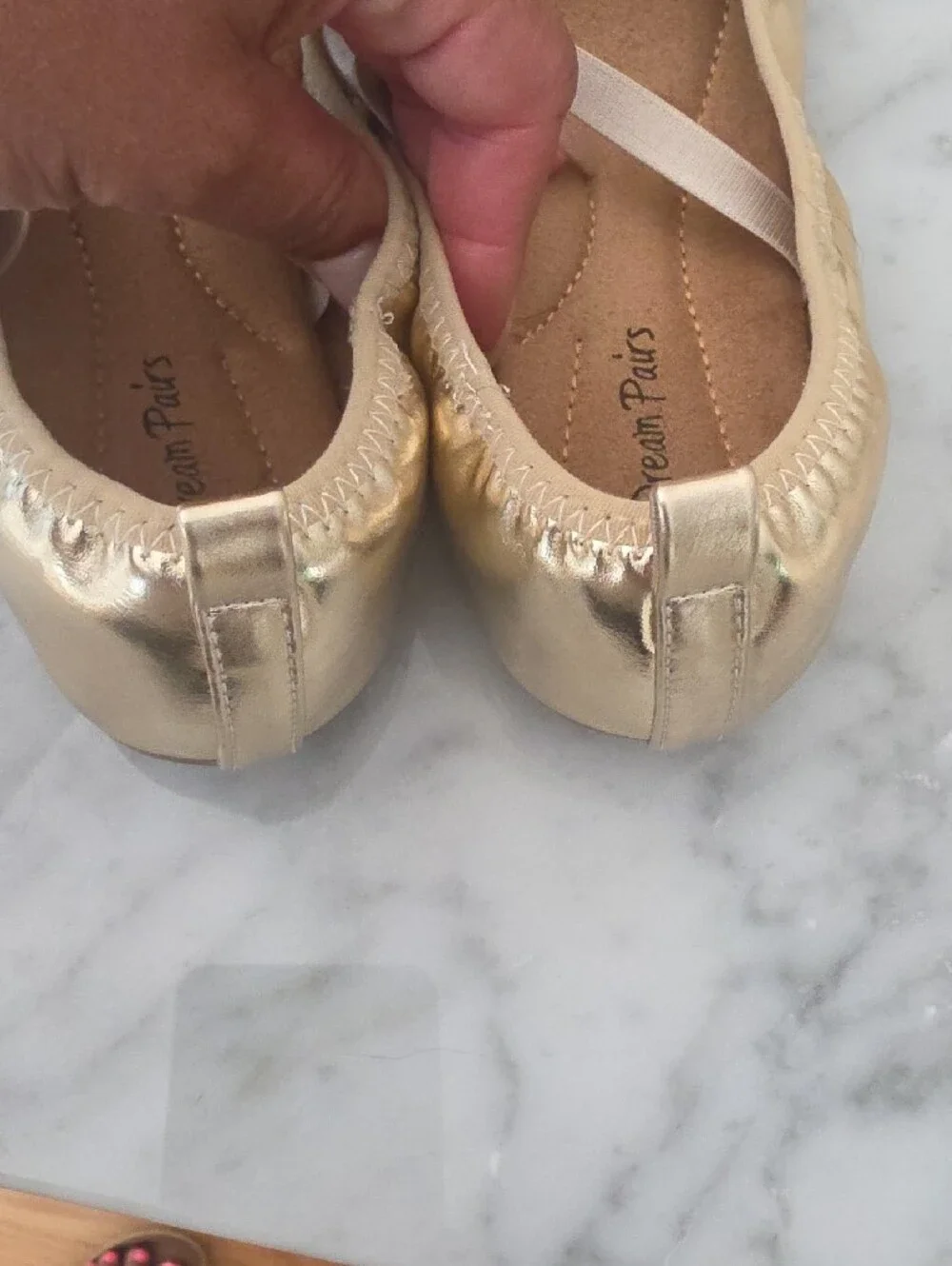 Dream Pairs Girls Metallic Gold Bow Ballet Flats